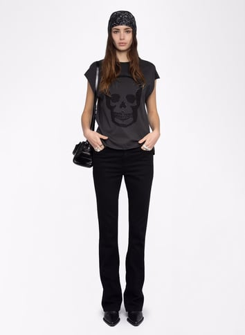 Tee-shirt droit col rond en coton ZADIG&VOLTAIRE Gris